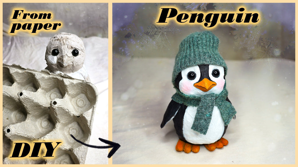 How to make cartoon paper BABY PENGUIN | Egg carton crafts | Best out of waste