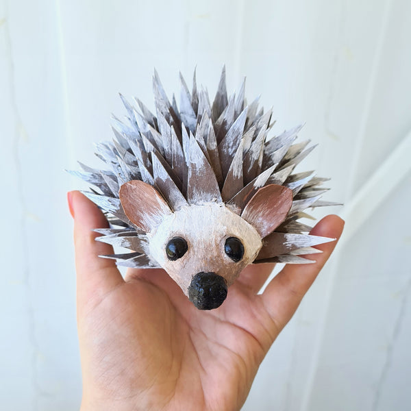 Handmade paper mache Hedgehog
