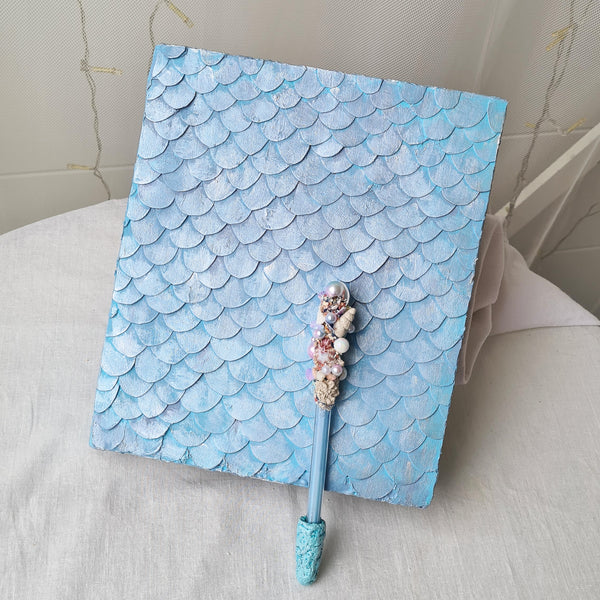 Hand decorated A5 mermaid theme ring binder 'blue'