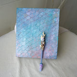 Hand decorated A5 Mermaid theme ring binder 'pink teal'