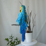 Handmade paper mache Blue and gold macaw parrot