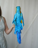 Handmade paper mache Blue and gold macaw parrot