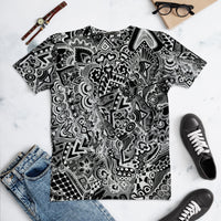 Women's T-shirt 'black doodles'