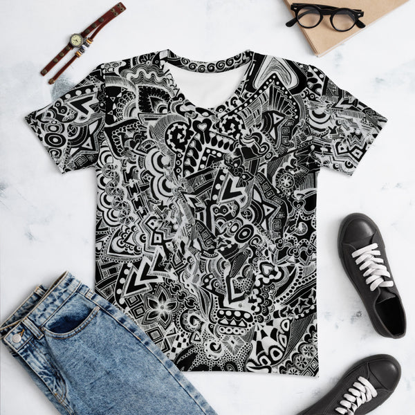 Women's T-shirt 'black doodles'