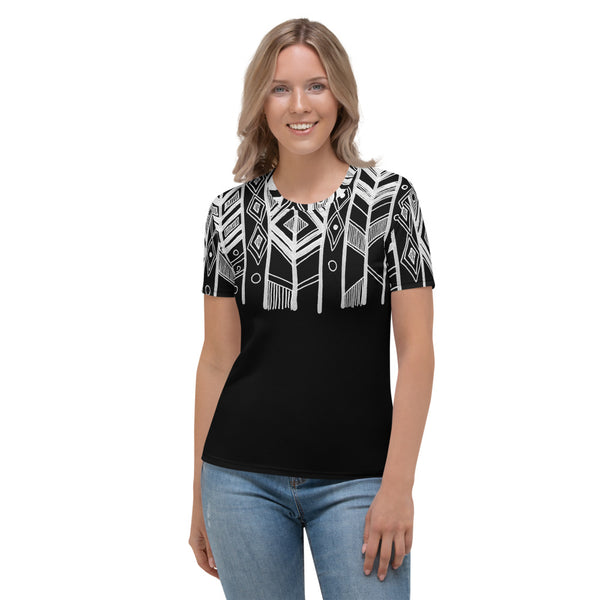 Women's T-shirt 'black mud cloth'