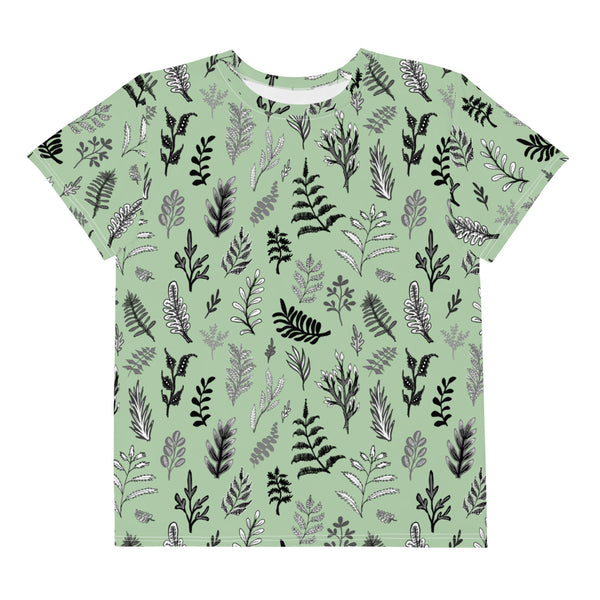 Youth crew neck t-shirt 'green ferns'