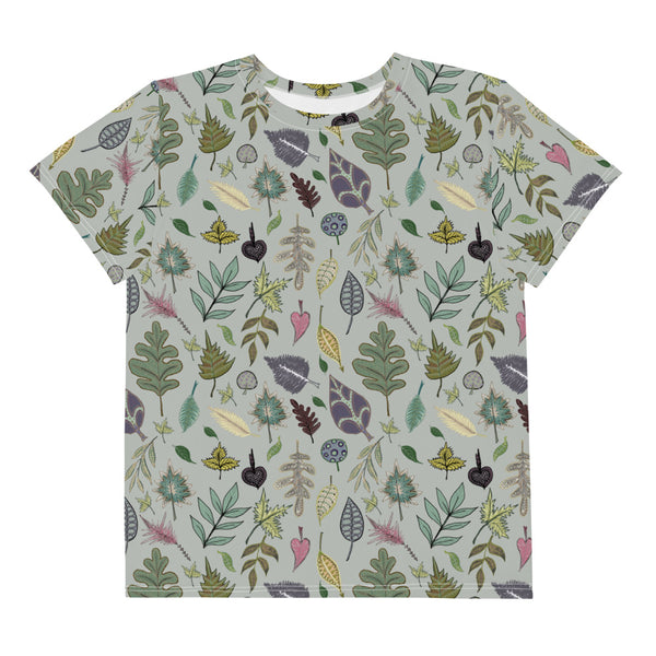 Youth crew neck t-shirt 'leaves'