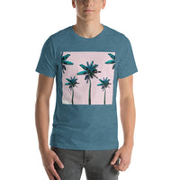 Short-Sleeve Unisex T-Shirt 'Pink sky and palm trees'