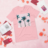 Short-Sleeve Unisex T-Shirt 'Pink sky and palm trees'