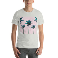 Short-Sleeve Unisex T-Shirt 'Pink sky and palm trees'