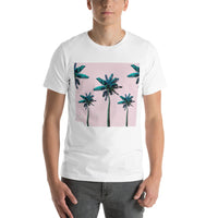 Short-Sleeve Unisex T-Shirt 'Pink sky and palm trees'